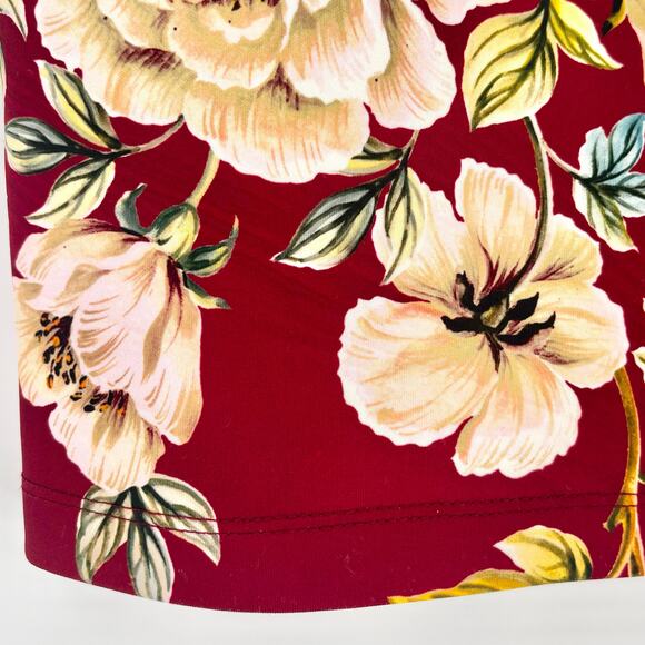 ASOS Curve Oxblood Floral T-Shirt Scuba Bodycon Dress Size 6 - Picture 8 of 8